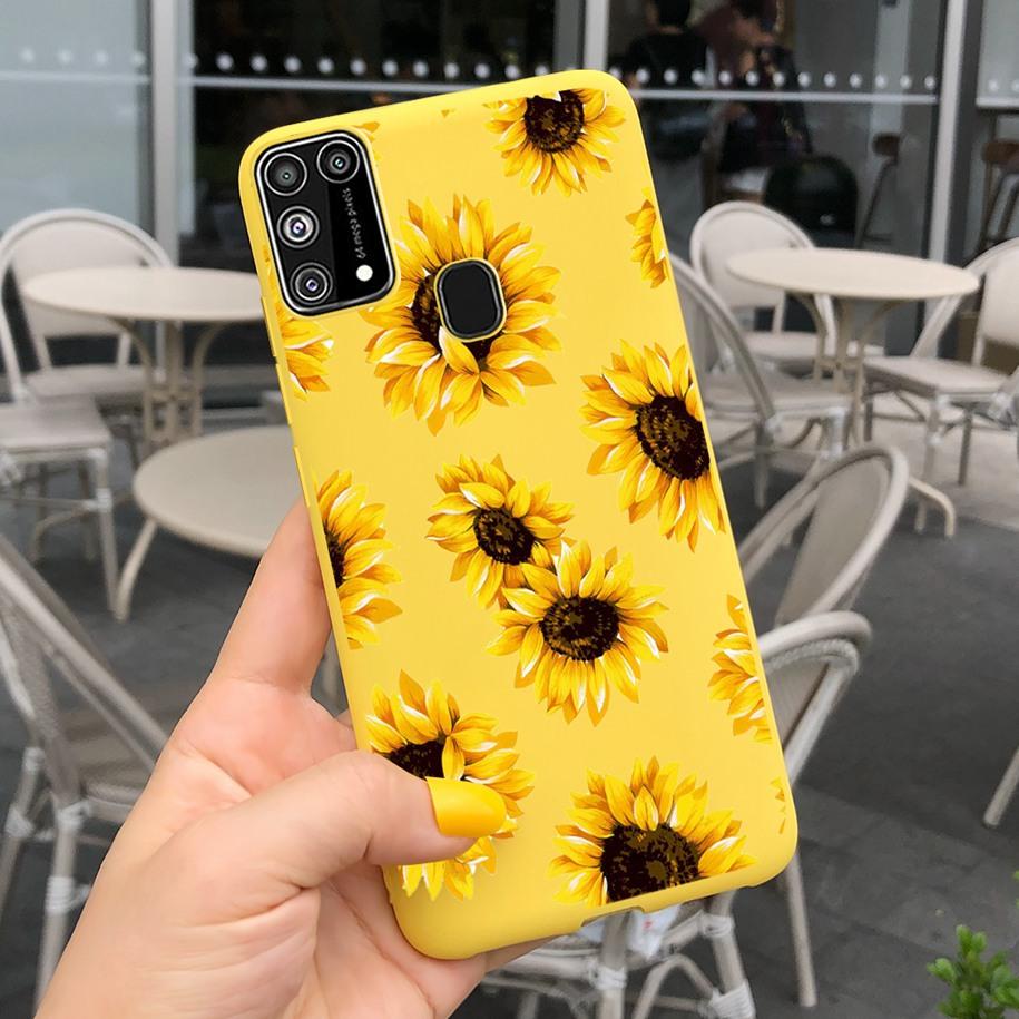 Silikonový kryt Pro Samsung M31 M 31 Obal Čerstvá květina Pírko Nárazuvzdorný kryt telefonu Pro Samsung Galaxy M31s M31 s M315 M317 Etui