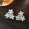 Huitan Beautiful Flowers Stud Earrings with Shiny Cubic Zirconia Graceful Exquisite Sweet Accessories Trendy Wedding Jewelry