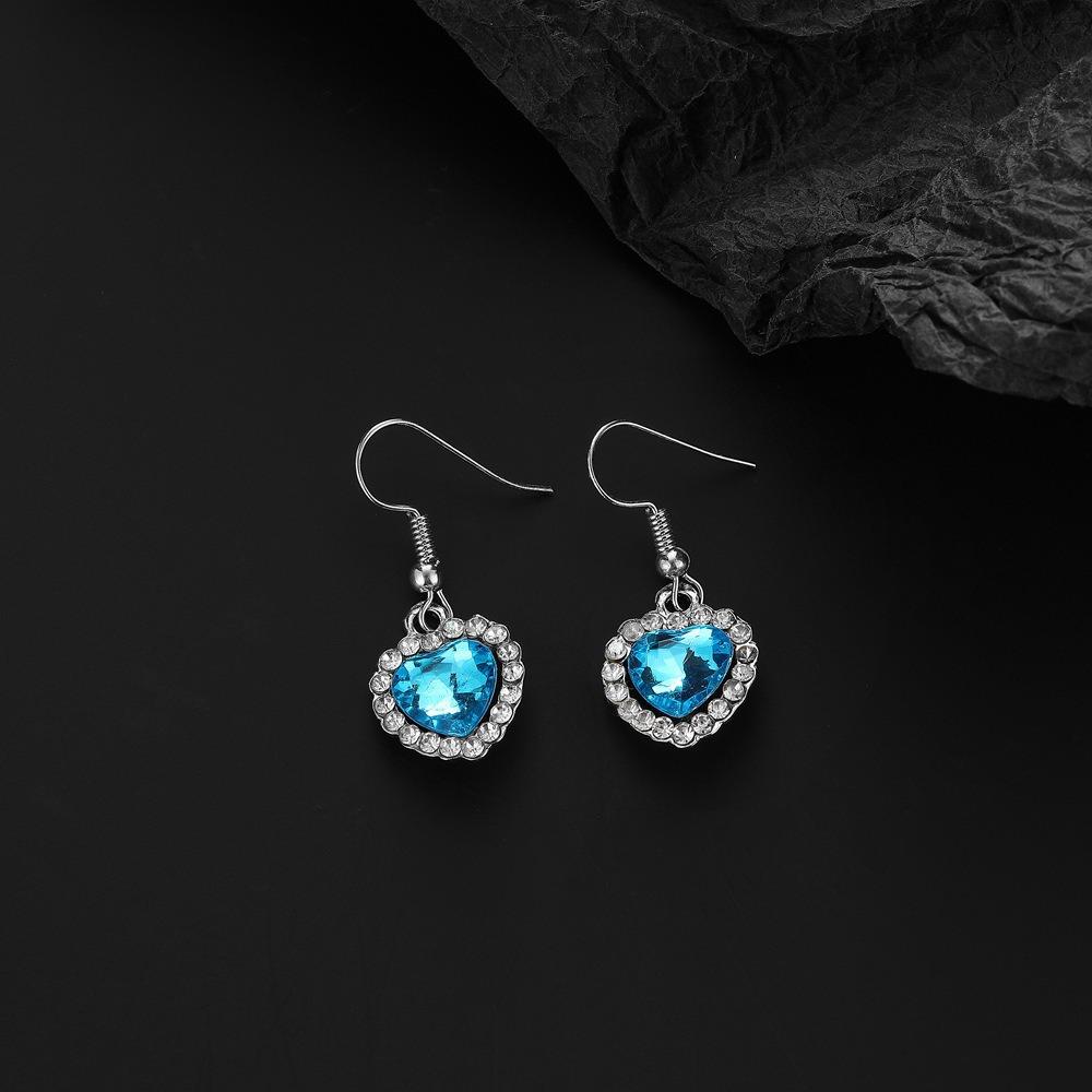 

Женские простые серьги Fashion Love Blue Rhinestone Drop Earrings синий