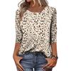 Women's Casual Floral Print Three Quarter Sleeve Round Neck T Shirt Lightweight Comfortable Fit Suitable for Everyday Wear