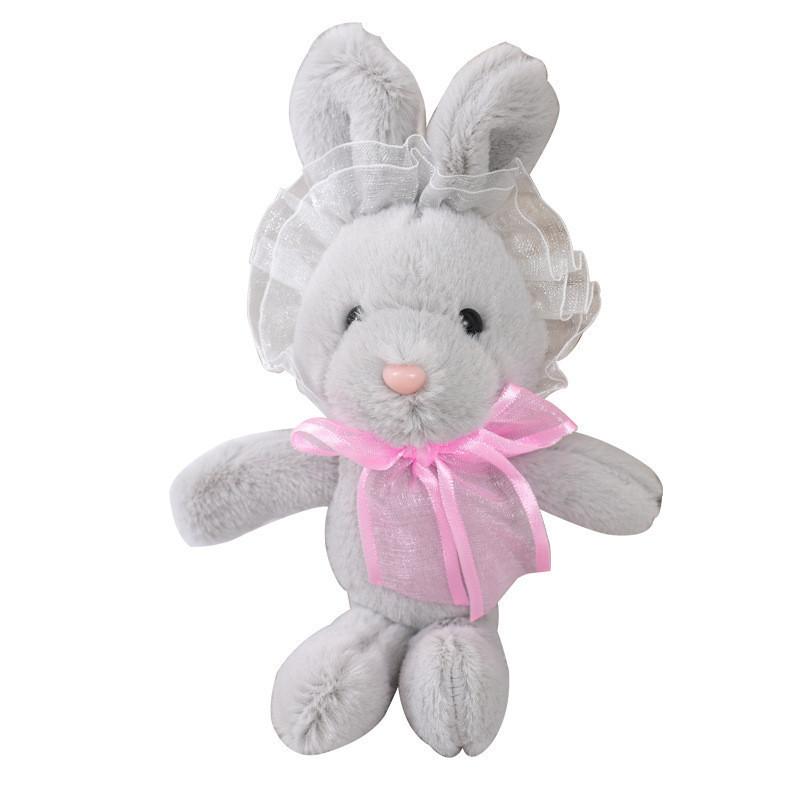 Adorable Lace Bunny Plush Toy Soft And Fluffy Stuffed Animal Doll Keychain