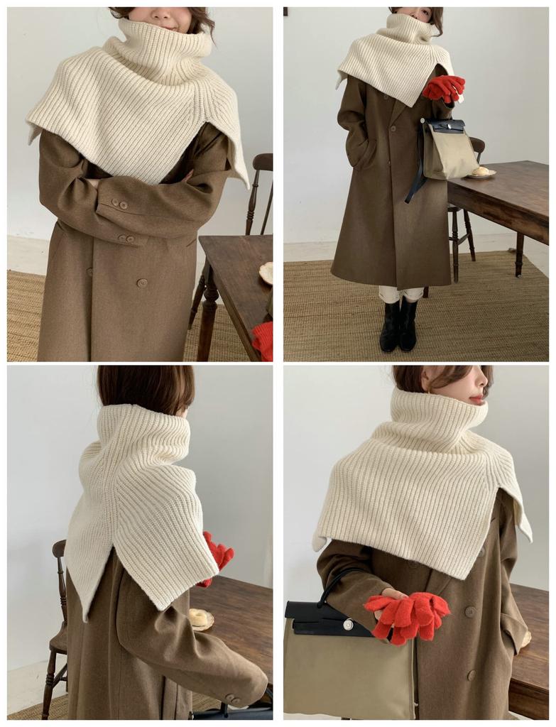Gincci Ribbed Knit Scarf with High Neck and Detachable Trendy Detachable Cold Weather Stylish for Fall and Winter Women's Slit, Collar, Scarf, Snood,
