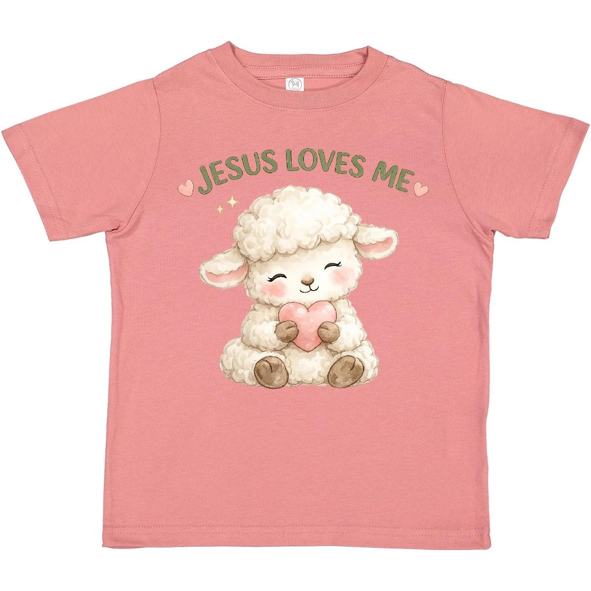 Inktastic Jesus Loves Me Cute Lamb Illustration Toddler T-Shirt Christian Heart 100