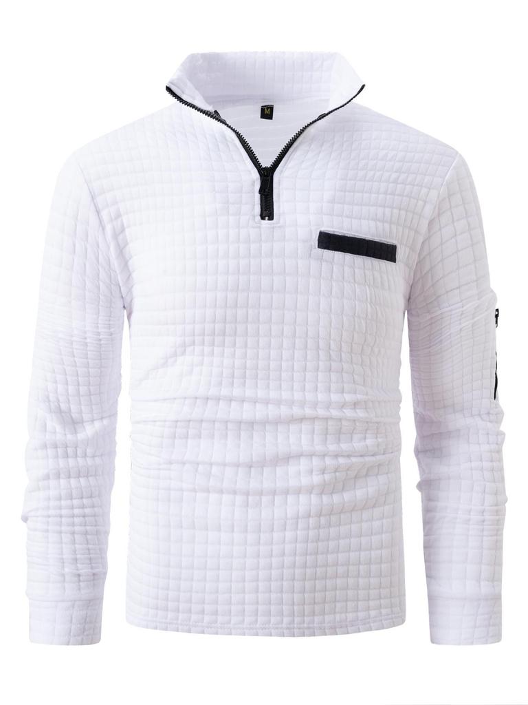 Polo à damier pour homme avec fermeture éclair sur les manches - Vêtements de sport printemps/automne