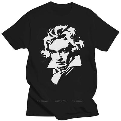 New Arrived Black Short Sleeve Brand Cotton Top BEETHOVEN T-SHIRT - Ludwig Van Beethoven - Classical Music Composer - Mens Tees