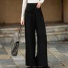 Lanseer Women's Wool-Blend High-Waisted Wide-Leg Commuter Trousers