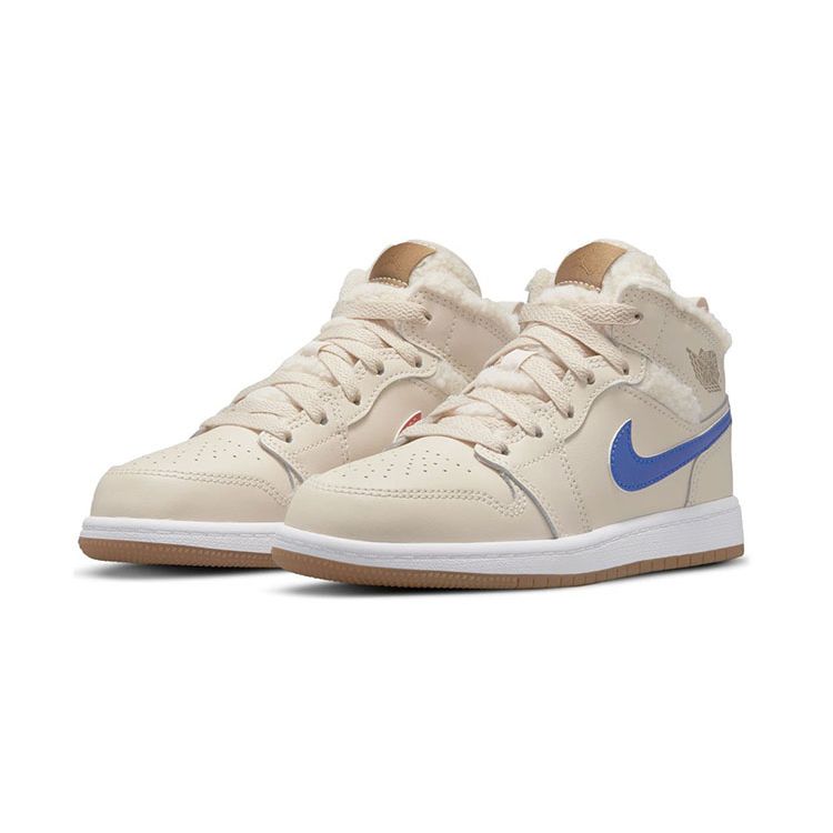 Dětské tenisky Air Jordan 1 Mid Utility PS Fleece Tan Pearl-White Dark-Driftwood DO2208-264