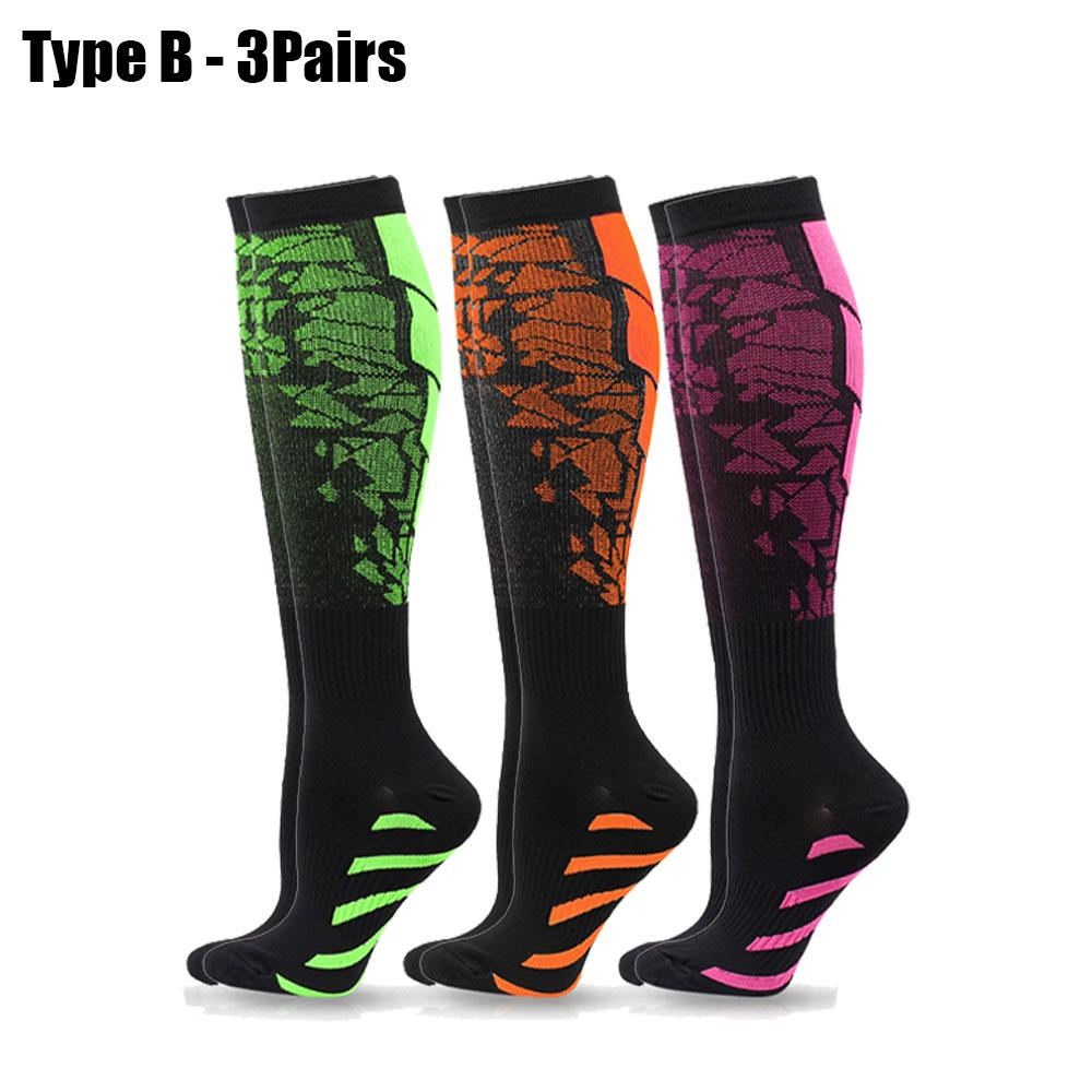 1/3/6 Pairs Sport Compression Stockings For Women Men Nursing Hiking Travel Flight Running Fitness Socks