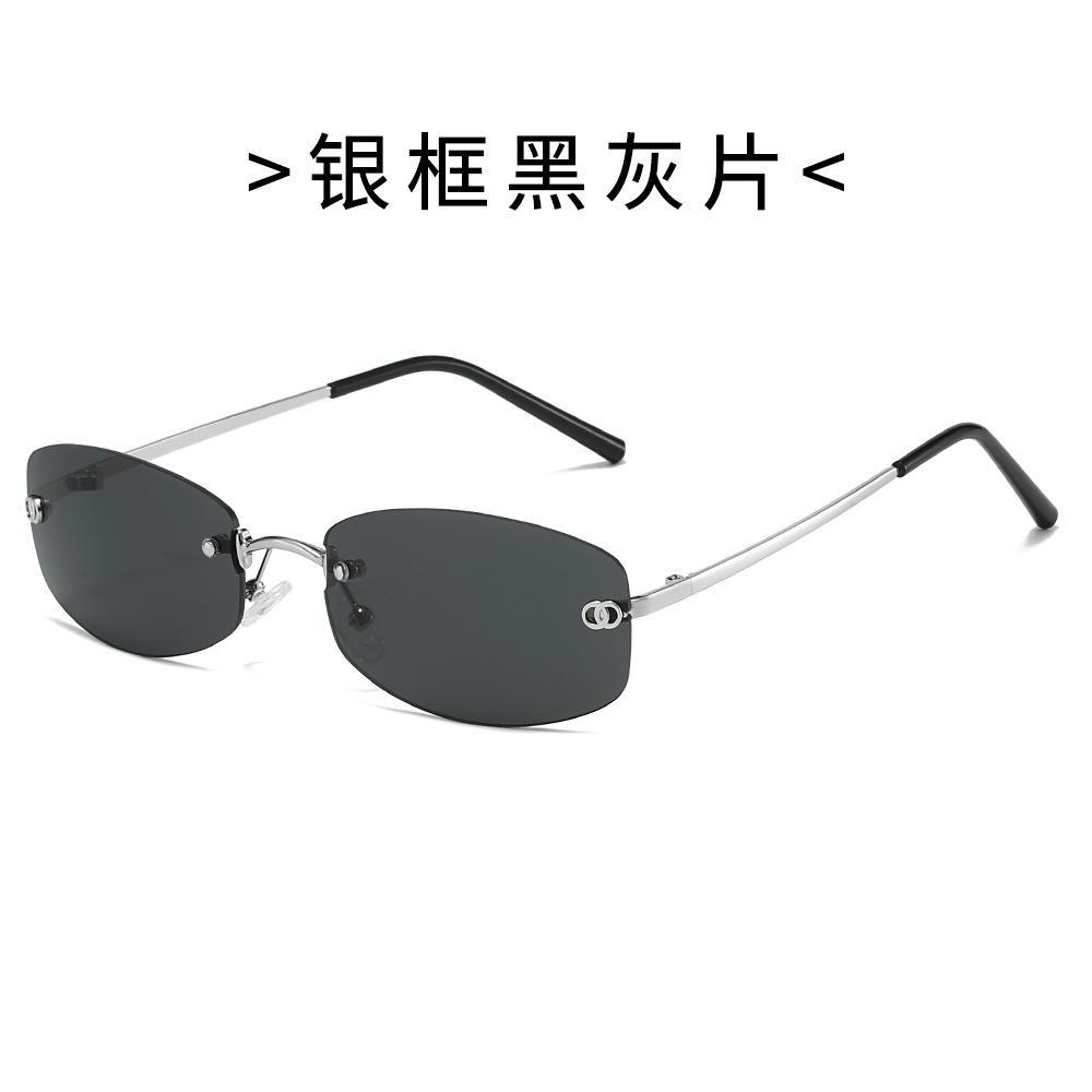 New European and American Spice Girls wind frameless blue sunglasses women's UV-proof glasses yk premium sunglasses