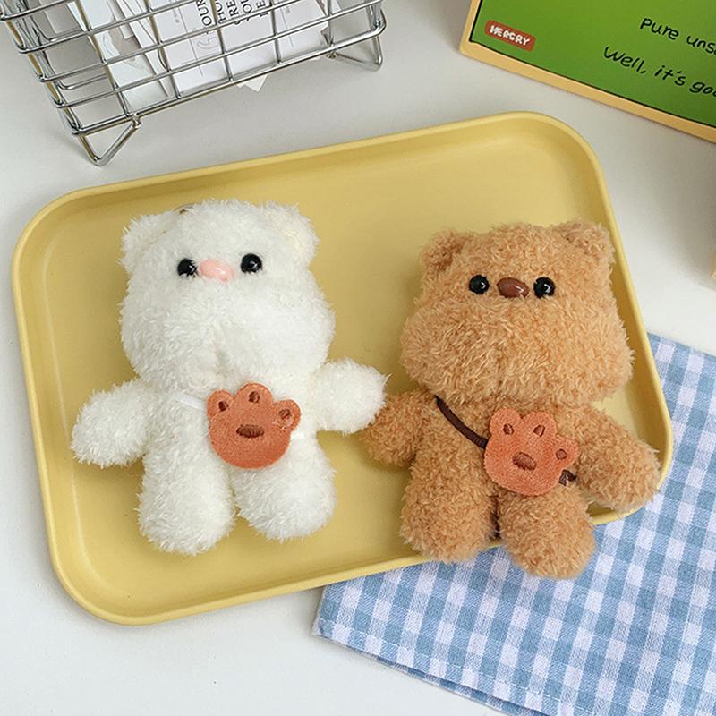 1Pc Girl Birthday Gift Plush Little Bear Backpack Pendant Cute Bear Toy Cartoon Animal Stuffed Doll Keychain