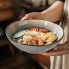 High Value Kiln Green Ceramic Salad Bowl Retro Style Tableware Bowl Household Round Vegetable Bowl Noodle Bowl Fruit Bowl