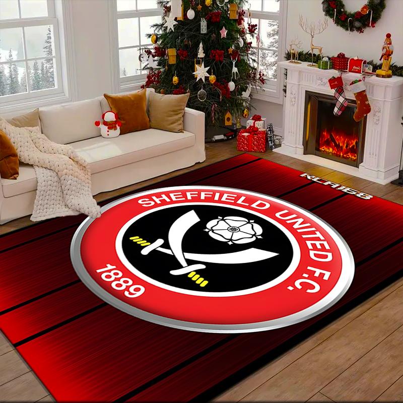 1PC She-ffield Fc Crest Rug Game Carpet, Floor Mat for Bedroom Living Room Entryway Rug, Home Decor Idea Gift for Christmas birthday
