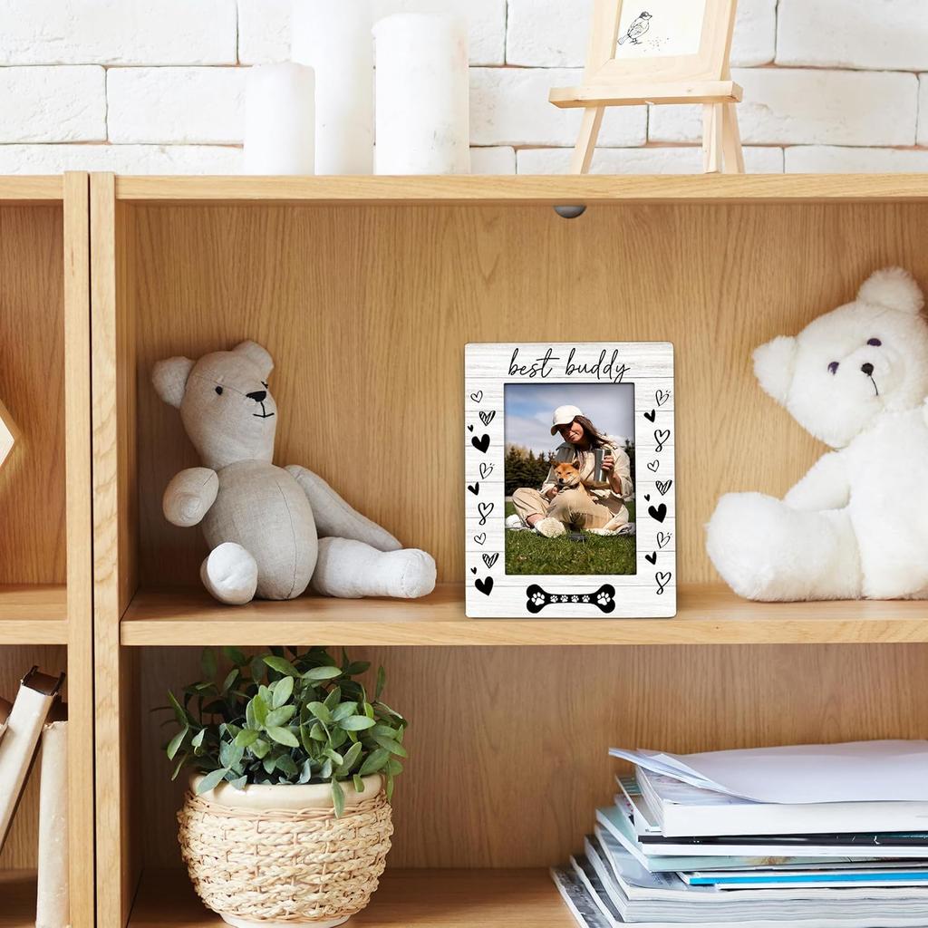Dog Picture Frame 4x6, Dog Gifts Wooden Picture Frame, Dogs Photo Frames, DogFrame, Gifts for DogLovers, Best Buddy PetDog Decorative Photo Frames