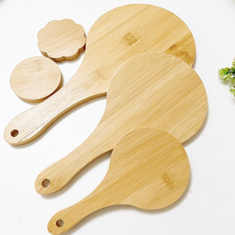 New Small Portable Bamboo Makeup Mirror Handmade Handle Round Cosmetic Mirror with Single Handle Personal Vanity Handheld Mirror