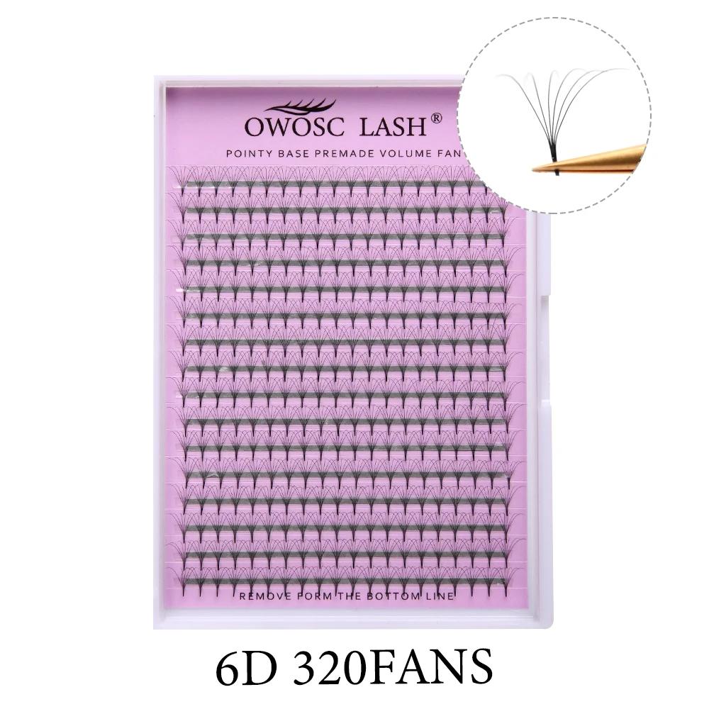 OWOSC 320 Fans Pointy Base Premade Volume Fans Medium Stem Sharp Thin Pre Made Russian Volume Fan Eyelash Extensions Custom Logo