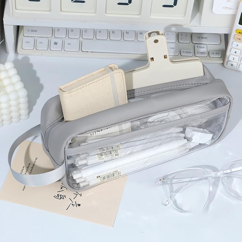 Transparent Large Capacity Pencil Bag Ins Style School Case Stationery Holder Waterproof Portable Pen Case Pencil Storage Bag