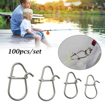 Stainless Steel Line Tackle Fast Lock Connector Fishing Hanging Snap Oval Split Rings Barrel Swivel