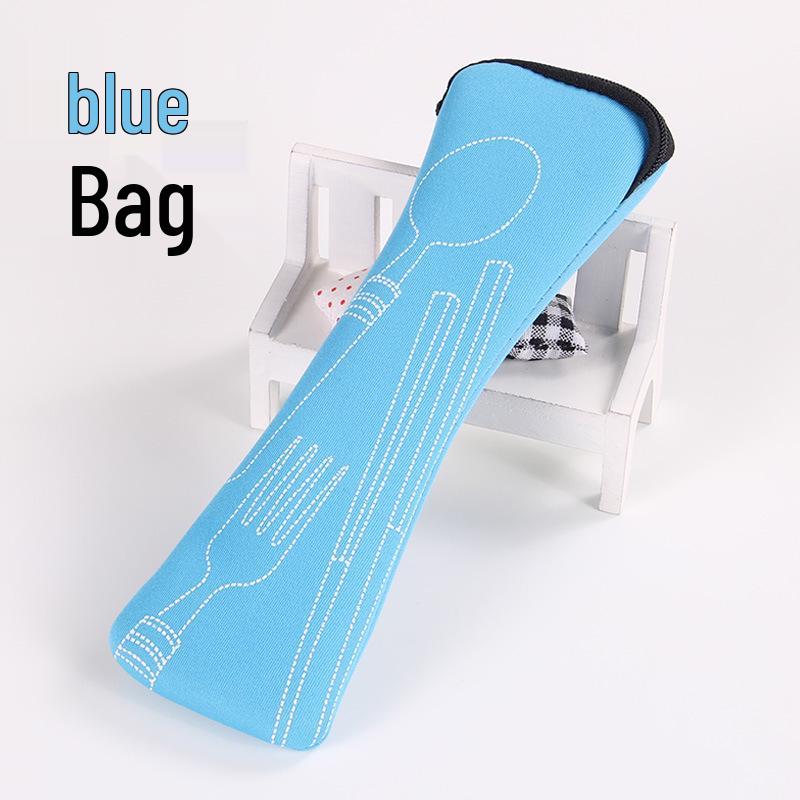 

Portable Stainless Steel Cutlery Set: 3-Piece Cloth Storage Bag for Outdoor Use синий