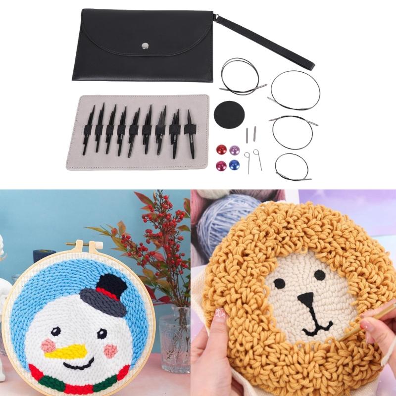 Interchangeable Circular Knitting Needle Set with Case and Accessories Circular Knitting Pins 3.0mm-6.0mm