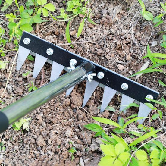 8-Tine Weeding Rake Adjustable Long Handle Weeding Tool Heavy Duty Weed Puller Manual Weeder for Garden Lawn Yard