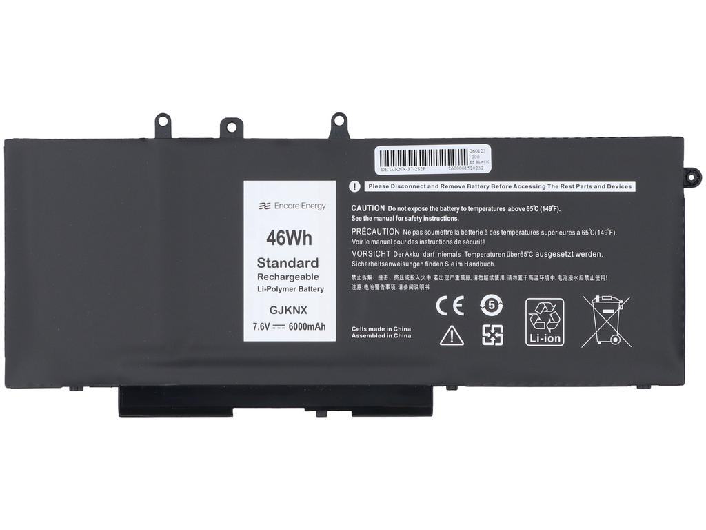 New Encore Energy Battery for Dell Latitude 5280 5290 5480 5490 5491 5495 5580 5590 5591 Precision 3520 3530 46Wh 7.6V 6000mAh Gjknx