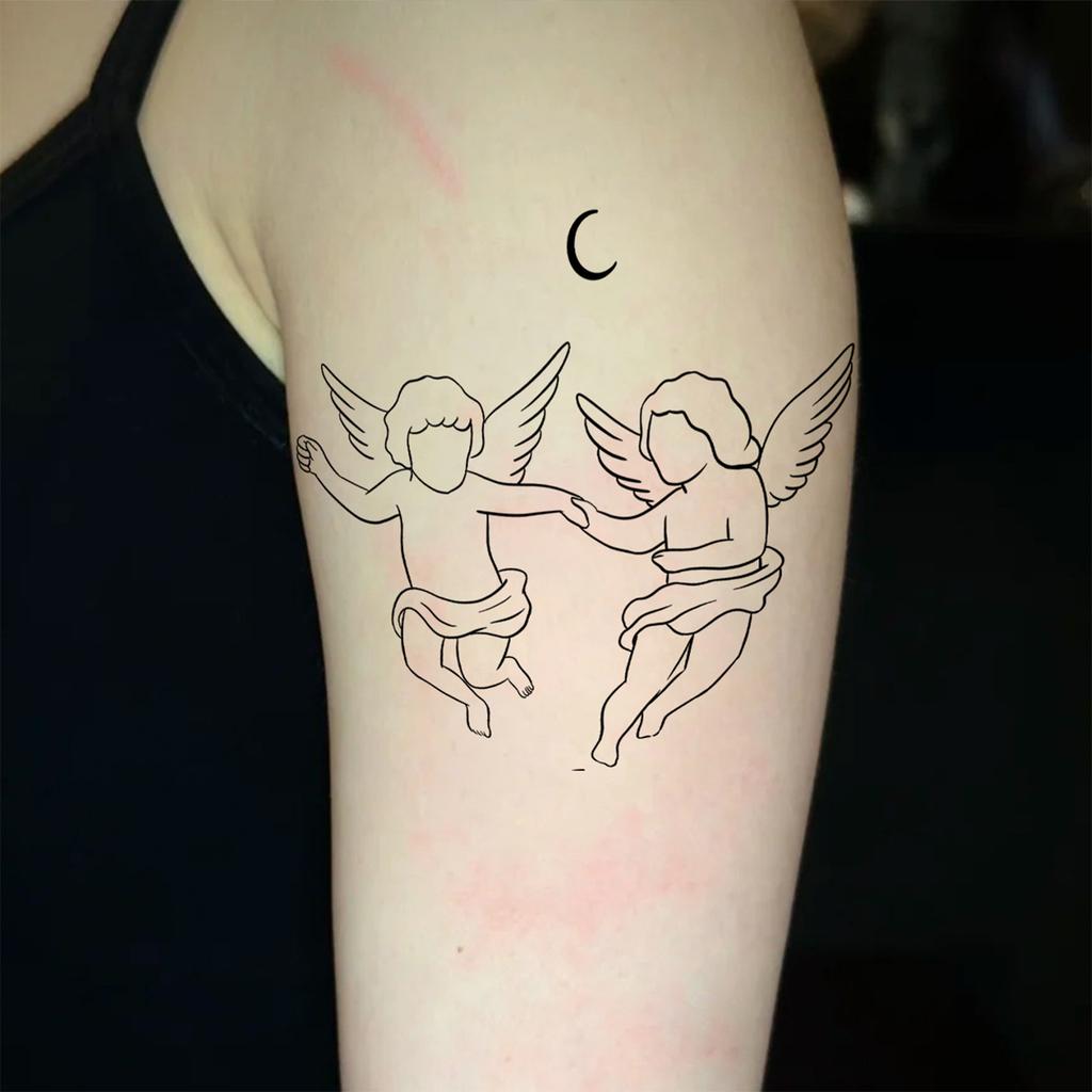 Tattoo Sticker Couple Angel Waterproof And Long-Lasting Non-Reflective High-End Cute Tattoo Sticker
