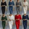 2026 Elegancka dzianinowa sukienka bodycon z dekoltem typu cowl dla kobiet, midi ołówkowa sukienka z rękawami batwing i ściągaczem w talii, Formalna i Business Casual