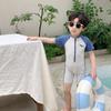 Boys' Cute Shark Short-Sleeve Sun Protection Swimsuit - Quick-Dry Beach Outfit for Summer