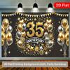 Sfondo per Celebrazione 35° Anniversario 2D, Sfondo Fotografico Scintillante Nero Oro