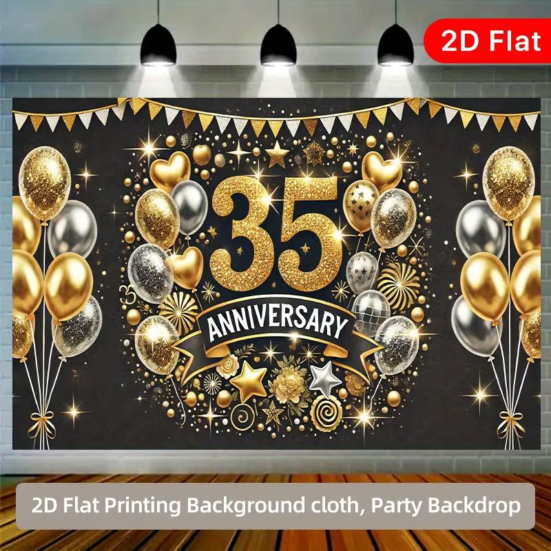 Sfondo per Celebrazione 35° Anniversario 2D, Sfondo Fotografico Scintillante Nero Oro