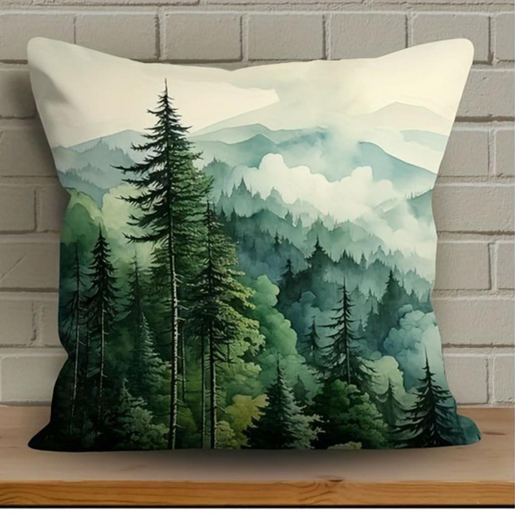 Colorful Peaceful Forest Landscape Printed Pillowcase, Home Decoration Pillow, Living Room Sofa Decoration Pillowcase