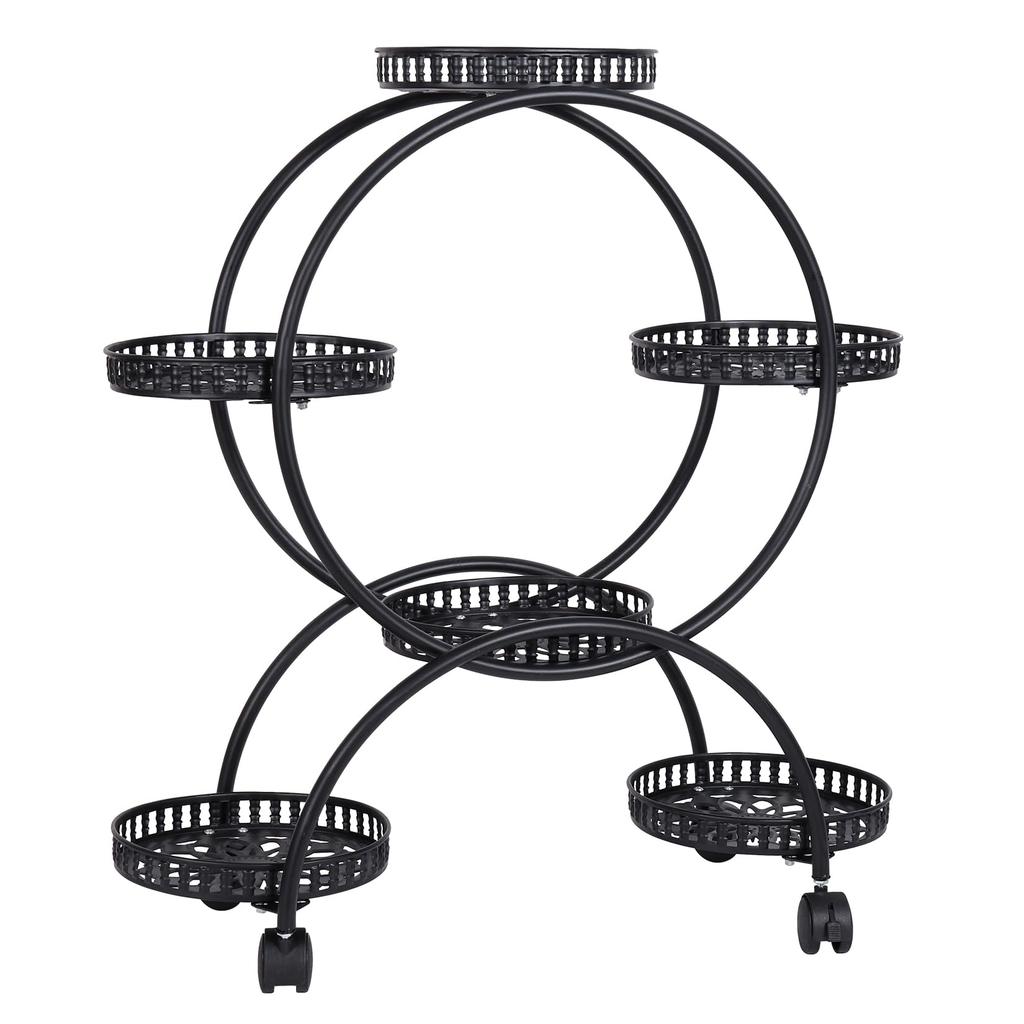 Susire Flower with Flower Potted Plant Plant Garden Flower Gardening Balcony Stand, Indoor, Casters, Iron, Black, Stand, Stand, Shelf, Rack, Stand,