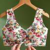 Untouched Front Button Underwear for Women Gathered on Top Anti Sagging Bra Print Summer Beautiful Back Bra Vest