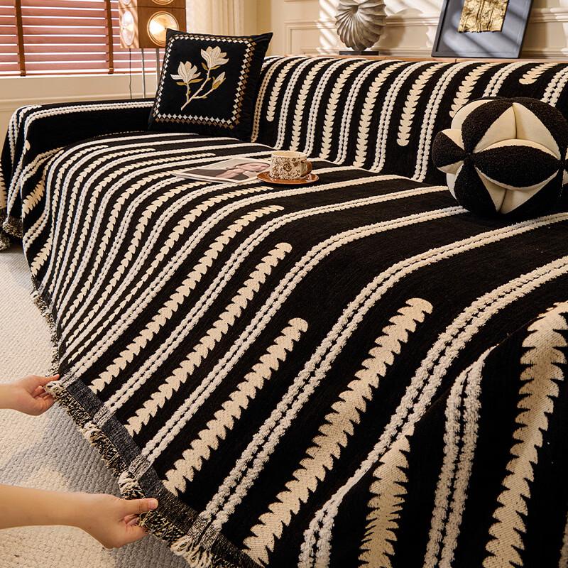 Handunka Cream Chenille Sofa Blanket