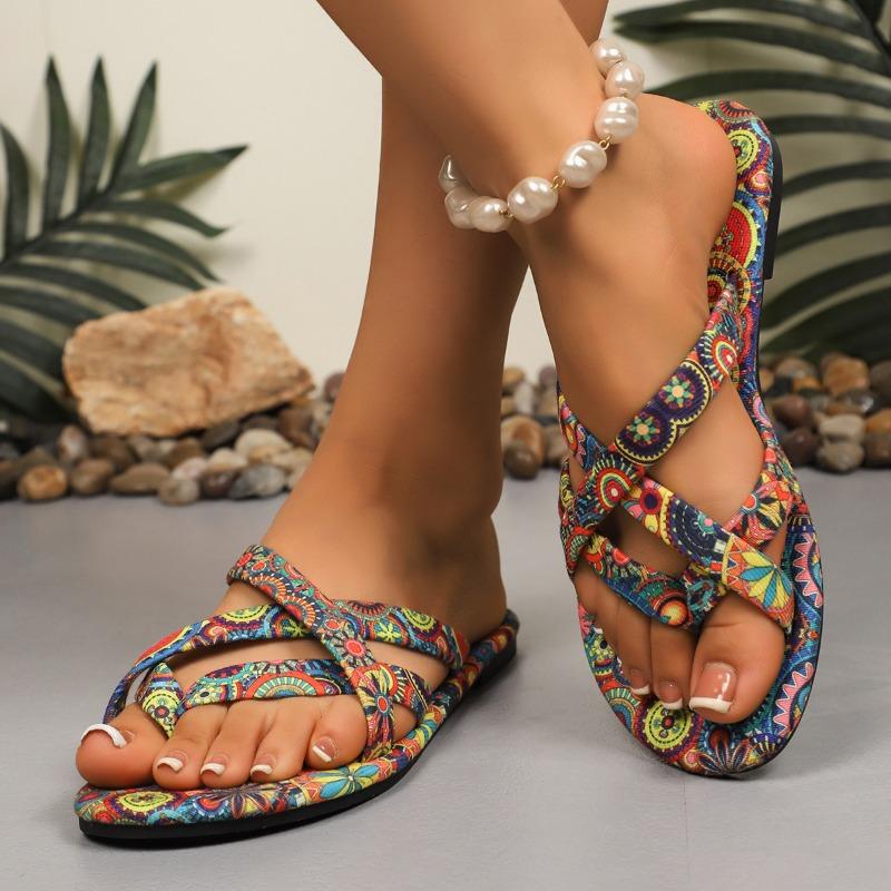 

Flat-bottomed slippers women s summer new large-size toe slippers size 43 casual cloth cool slippers 36