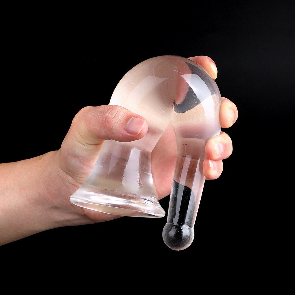 Kristallklares XL Anal Plug & Männlicher Masturbator: Weicher, dicker, transparenter Dilatator