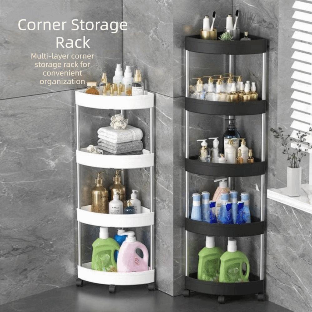 Multi-Tier Corner Storage Rack Large Capacity Rolling Cart Storage Rack Bathroom