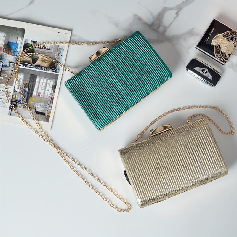 Gold Square Purse Stripe Clutch Handbags for Women Luxury Designer Bling Wallets Brands Evening Crossbody Shoulder Bag Hot