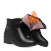 Slope heel mother shoes autumn and winter boots, new soft leather soft-soled short boots velvet leather shoes    and elderly women's cotton shoes