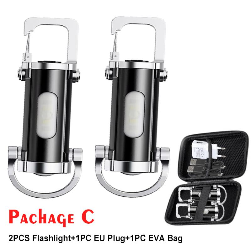 Mini EDC Keychain Flashlight-COB Work Light, Portable Emergency Lamp Handheld Flashlight for Hiking,Self-Defense Safety Lighting