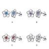 Style Ladies Stud Pair Birthday Girls Unfading Electroplated Ear Earring Silver Shape 1 Gift Flower Copper European