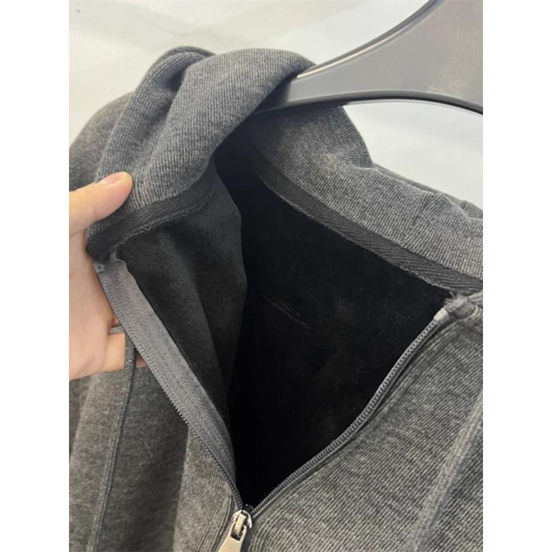 Hooded Sweatshirt Women's Autumn and Winter New Style Spliced Zipper Tie Fashion Solid Color Loose Versatile Casual Loose Top