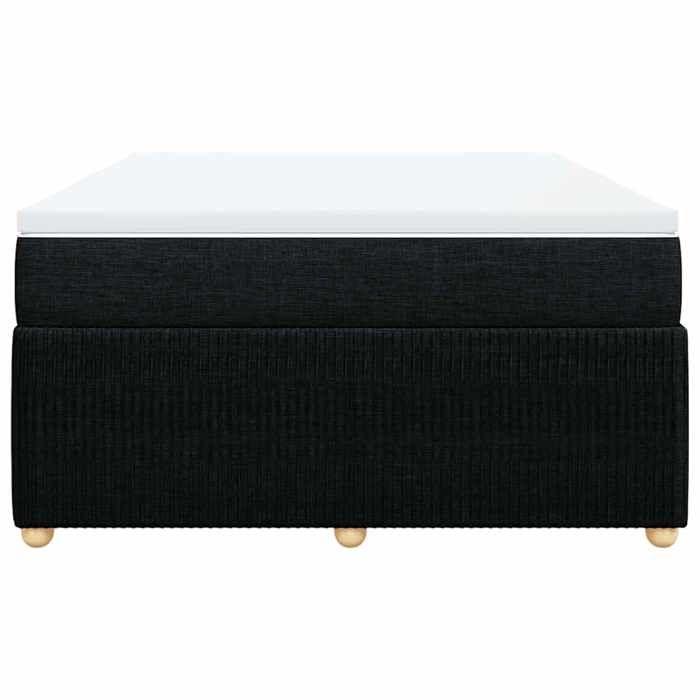 Exclusive House - Slatted Bed Base with Mattress Black 140x190 Cm Fabric