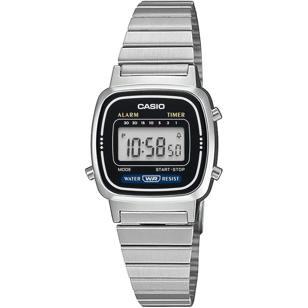Casio LA670WD-1 Women s Digital Watch Silver Black Stainless Steel Design