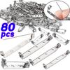 40/80pcs Metal Brooch Base DIY Making Jewelry Back Pins Safety Holder Findings Stainless Steel Components Settings Needles