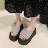 Fashion 8CM Women High Heels Summer Females Breathable Platform Slippers Chunky Sneakers Wedge Sandals Slides Shoes Zandalias De Mujer