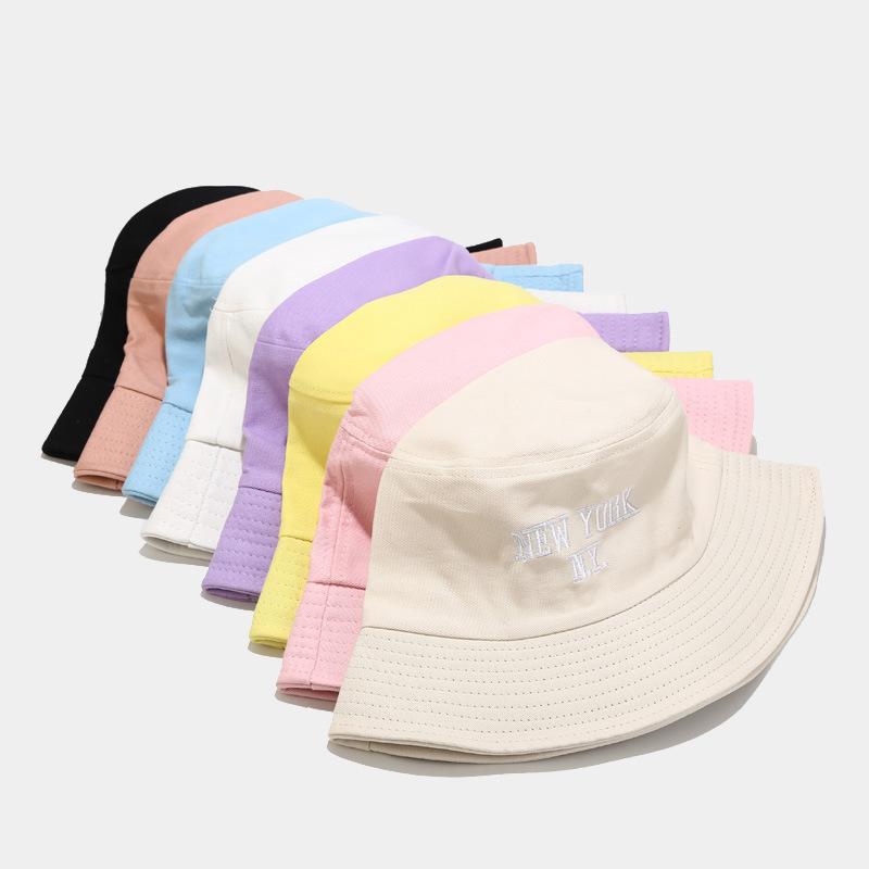 Couple tide basin hat female face small spring summer Internet celebrity cotton abrasive embroidered bucket hat male outdoor shade