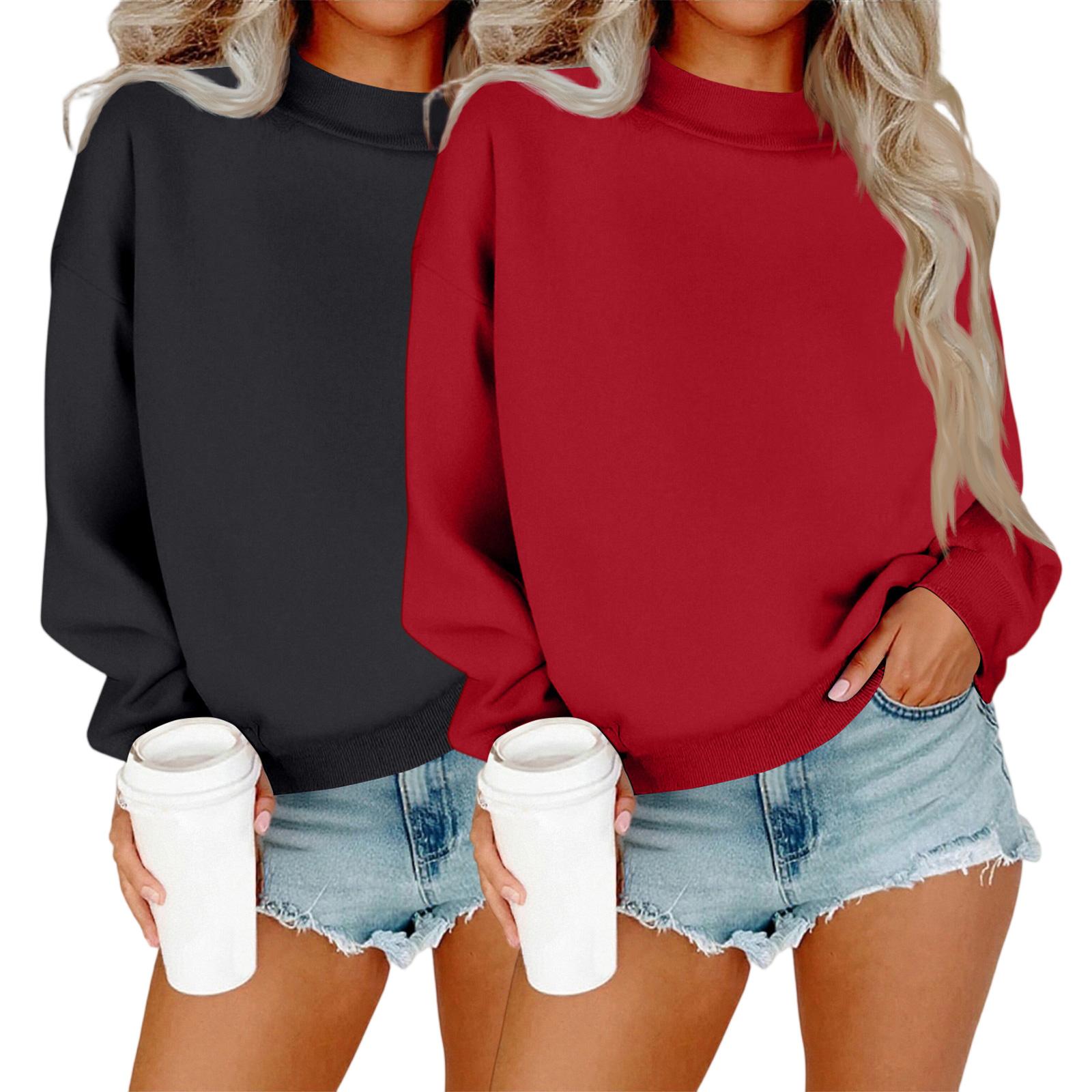 Женский модный повседневный топ с длинными рукавами и круглым вырезом толстовка-комбо L 1798₽