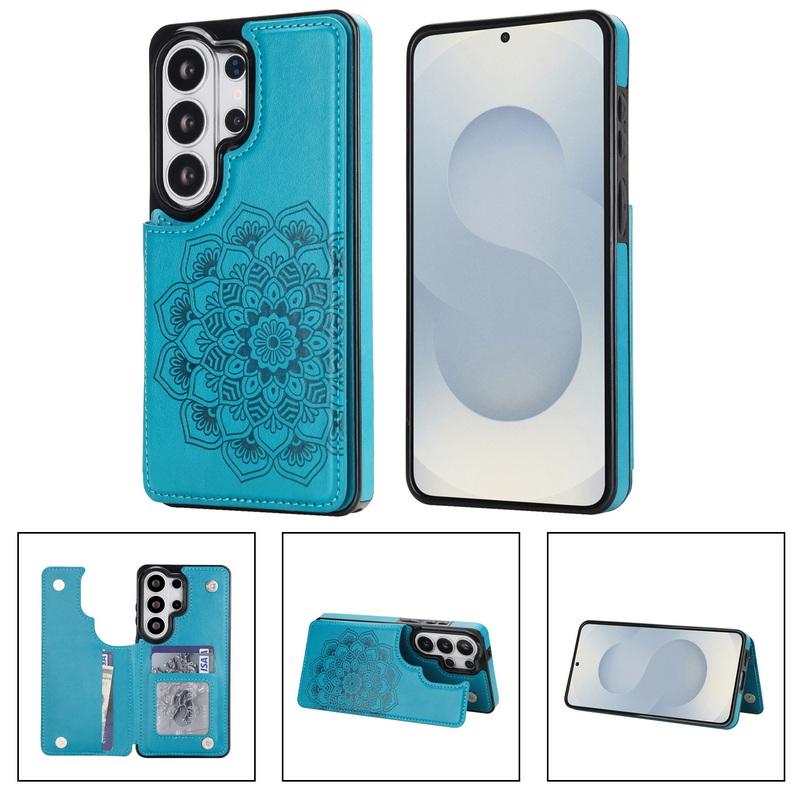 

Mandala Card Pocket Leather Wallet Case For Samsung S26 Ultra S25 Edge S24 S23 S22 Plus S21 FE A15 A16 A35 A36 A54 A55 A56 5G Card Holder Back Cover For Samsung A15 синій