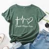 Faith Creative Alphabet Cotton T-Shirt Short Sleeve Round Neck Women 2d Print Tops